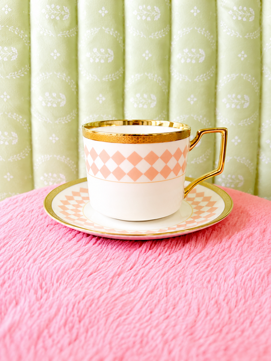 🌷 Blush Harlequin Tea Cup